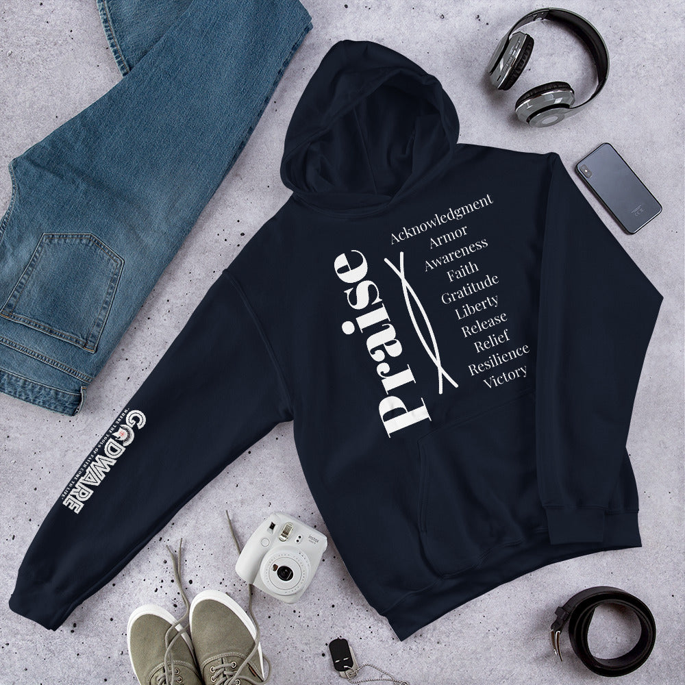 Praise Cotton Hoodie - White Print