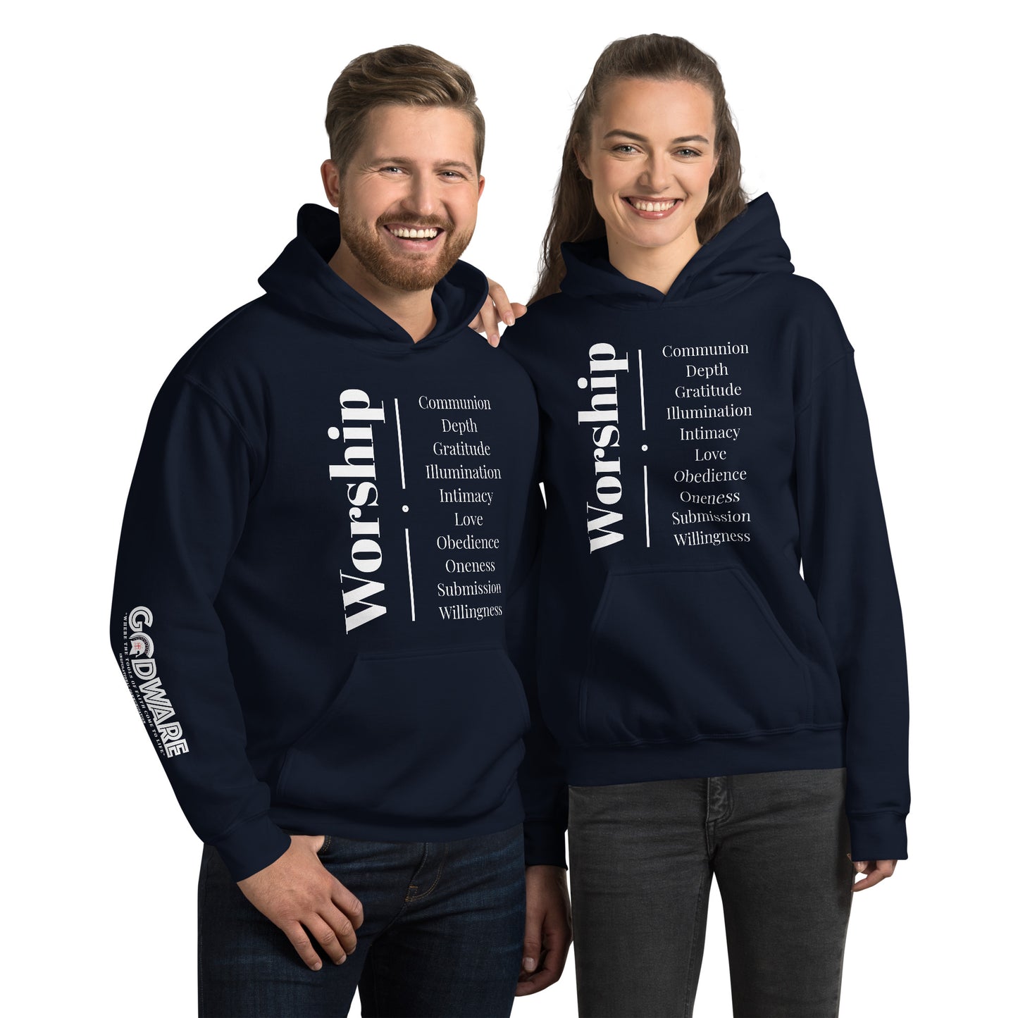 Worship cotton hoodie - White Print