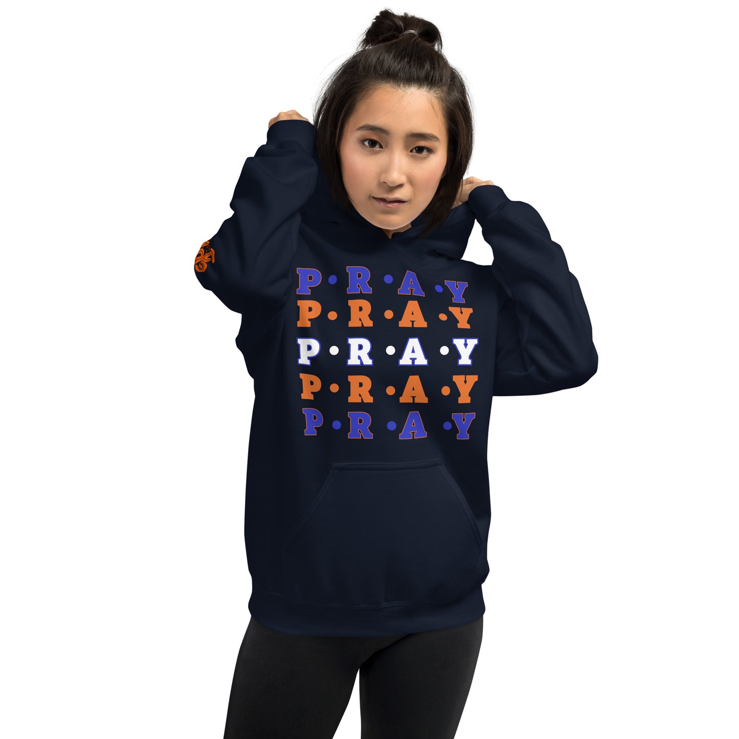 Pray Unisex Hoodie - Multi Blue, orange, white