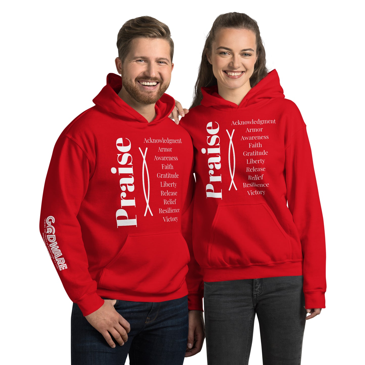 Praise Cotton Hoodie - White Print