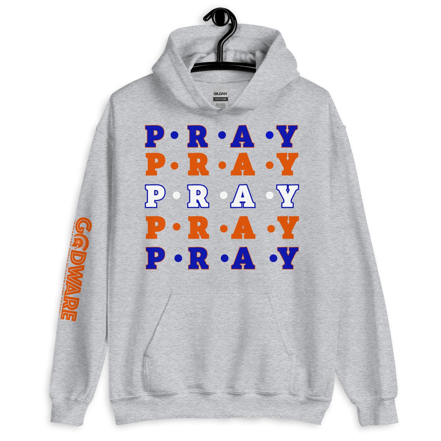 Pray Unisex Hoodie - Multi Blue, orange, white