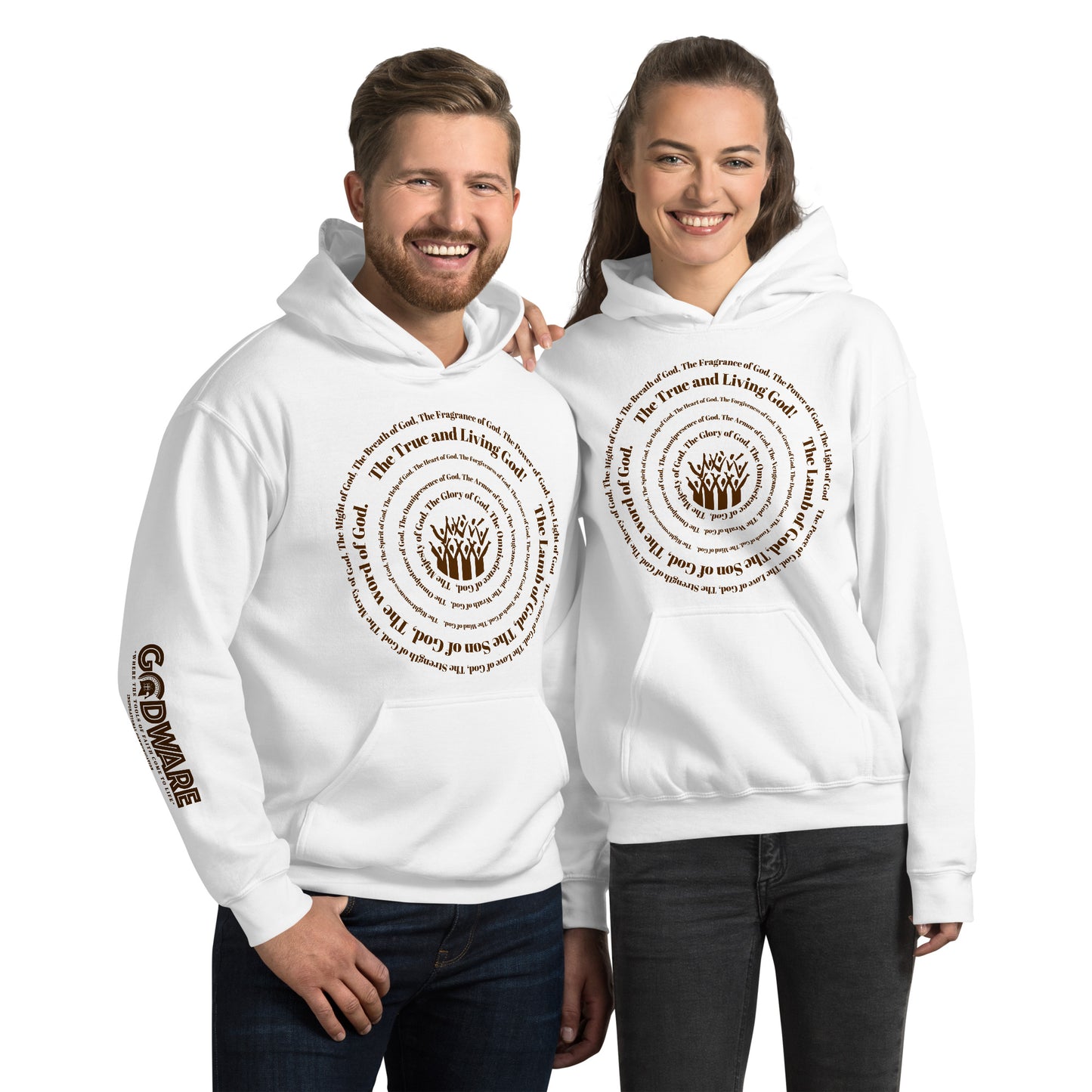 Attributes of God Unisex Hoodie - Brown Print
