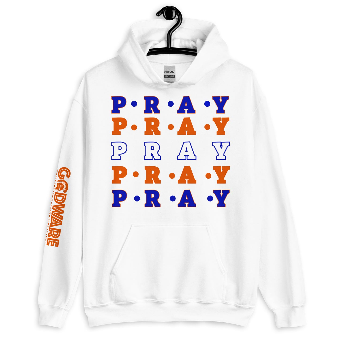 Pray Unisex Hoodie - Multi Blue, orange, white