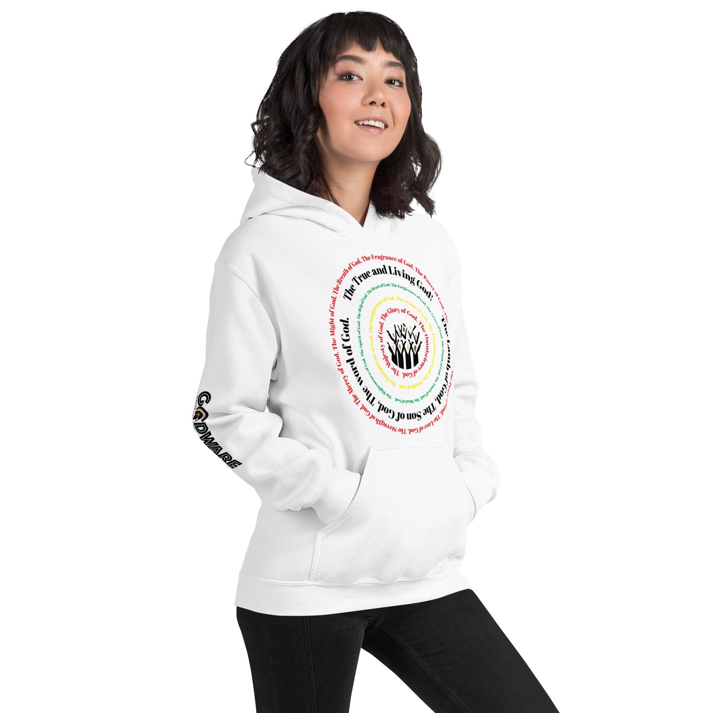 Attributes of God Unisex Hoodie - Multi color spiral