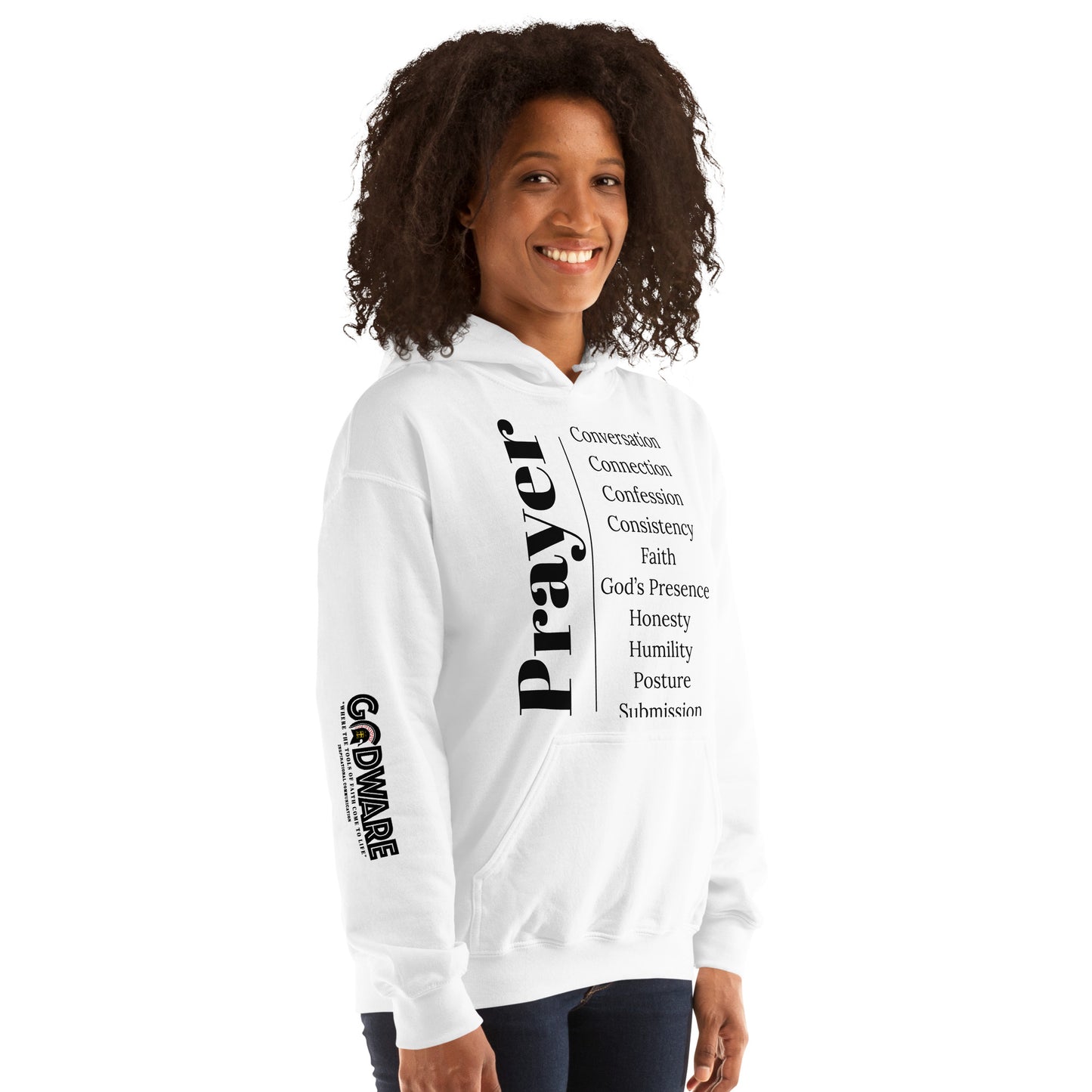 Prayer cotton hoodie - Black Print