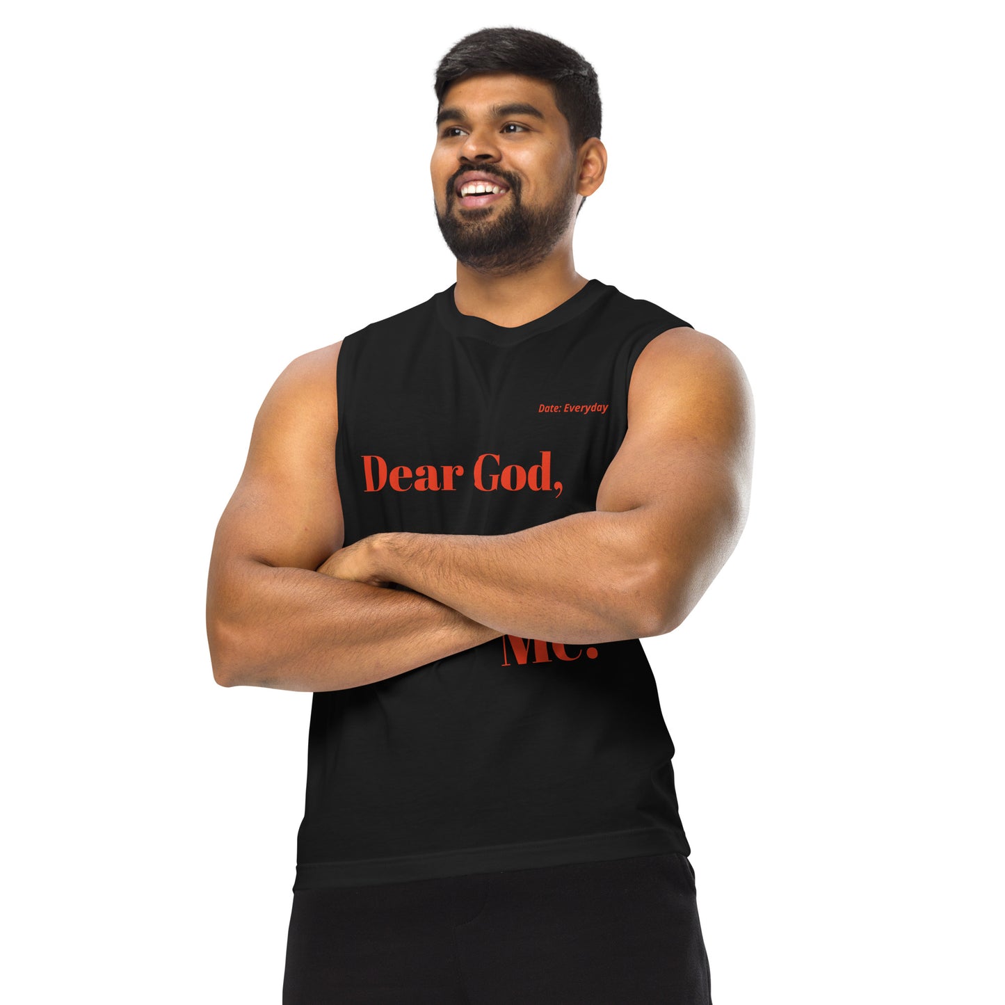 Dear God Unisex Sleeveless Shirt - Black/Red