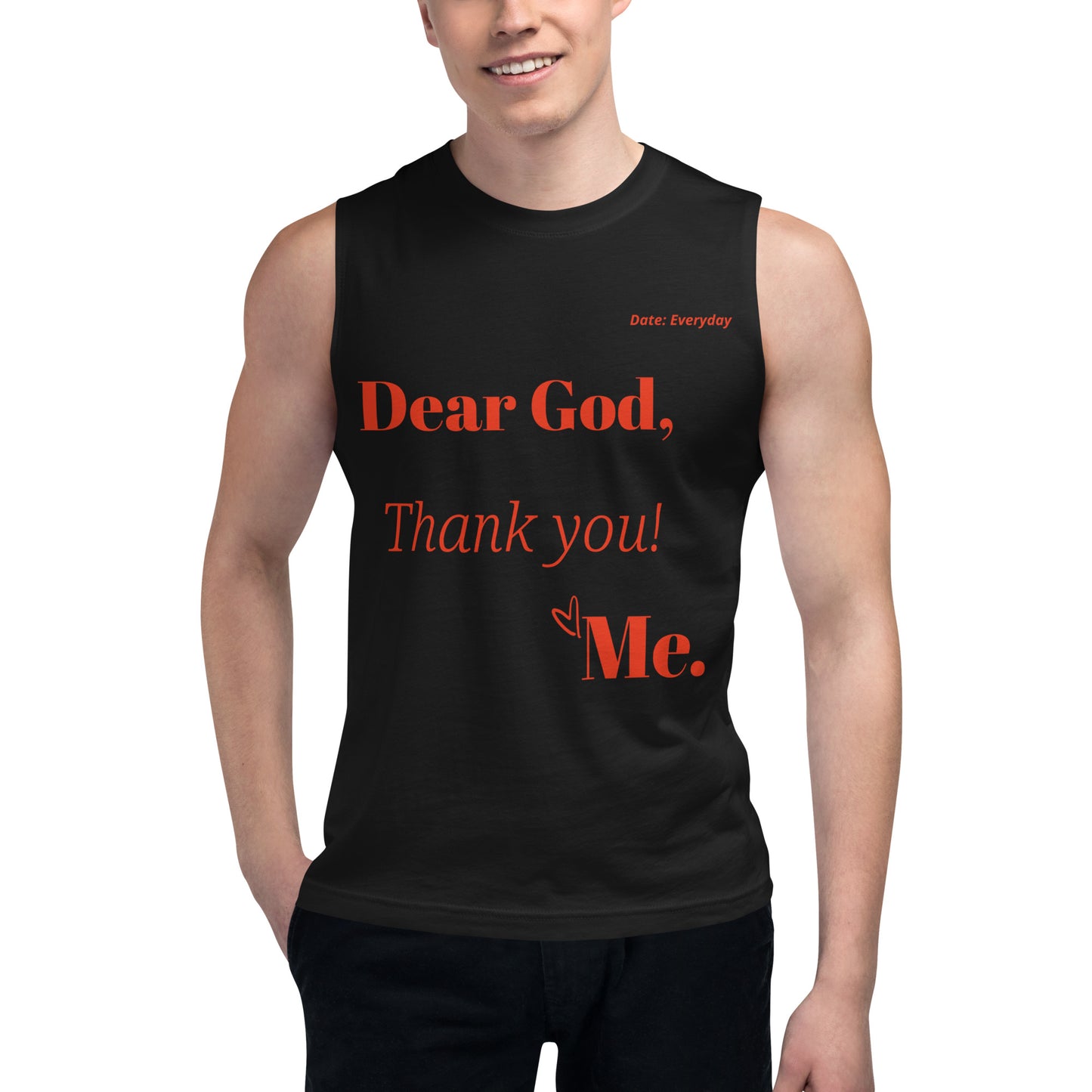 Dear God Unisex Sleeveless Shirt - Black/Red