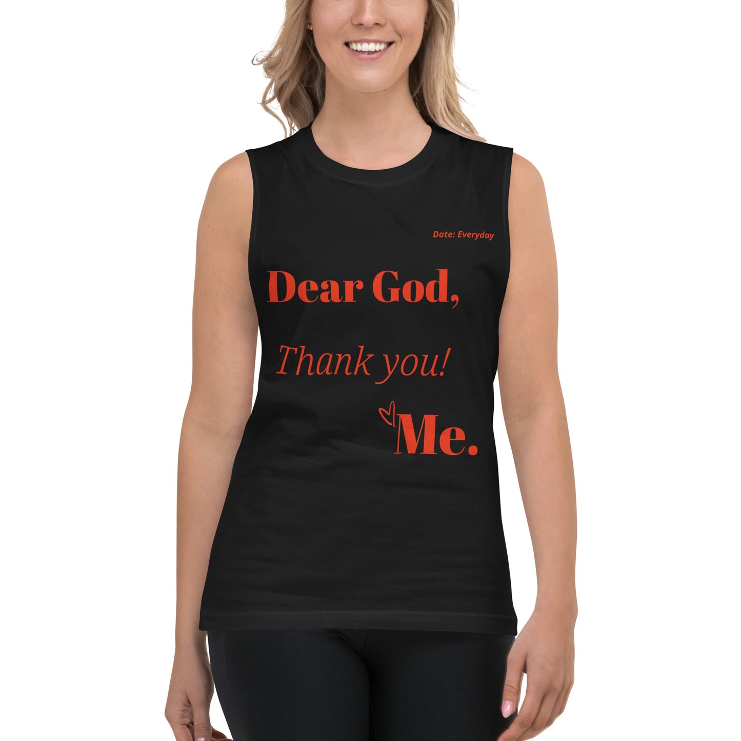 Dear God Unisex Sleeveless Shirt - Black/Red