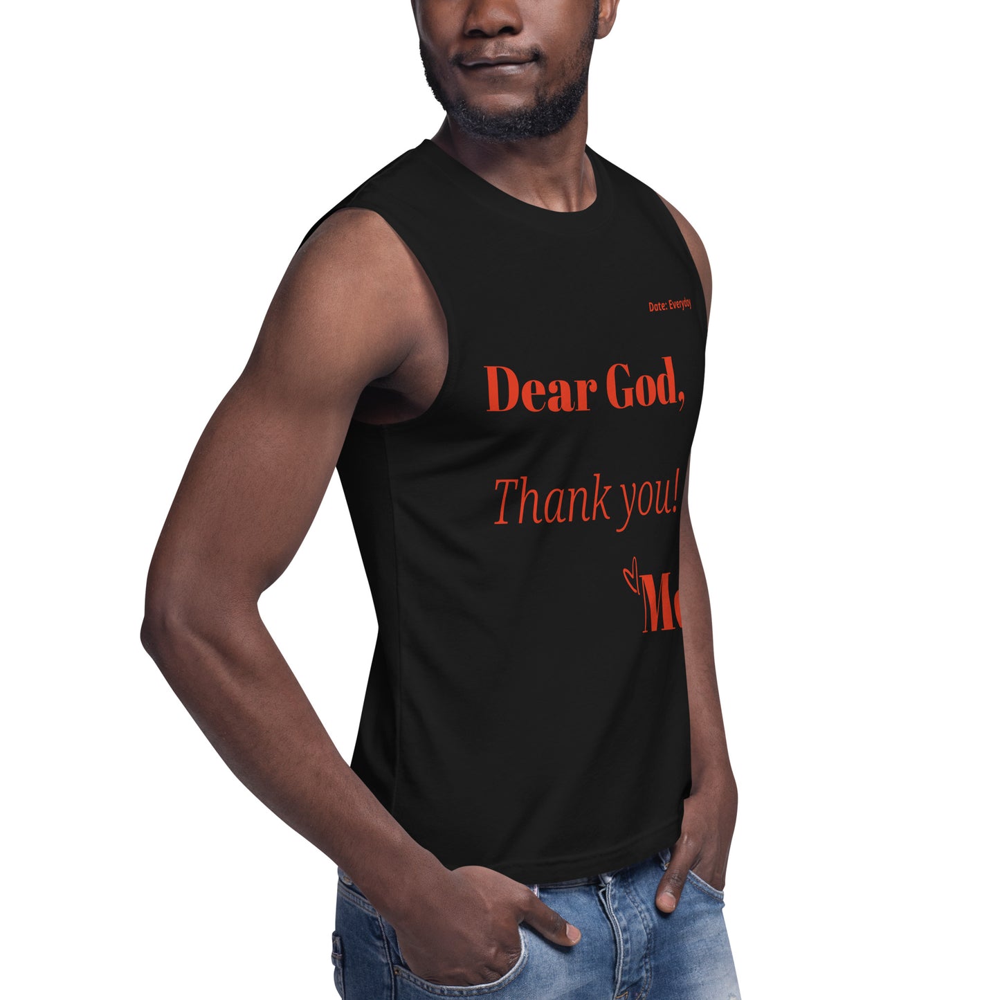 Dear God Unisex Sleeveless Shirt - Black/Red