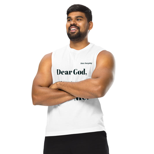Dear God Unisex Sleeveless Shirt - White/Black