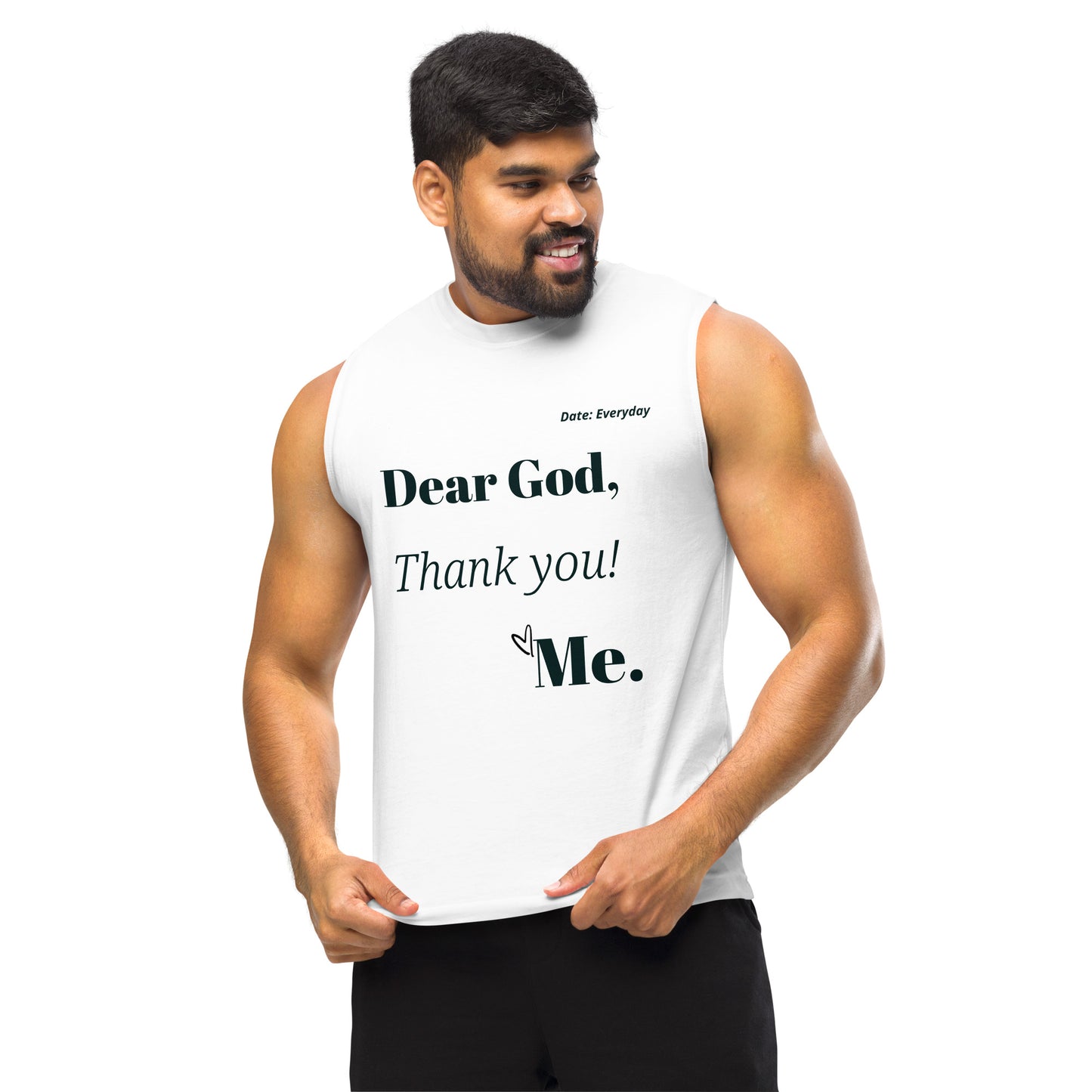 Dear God Unisex Sleeveless Shirt - White/Black