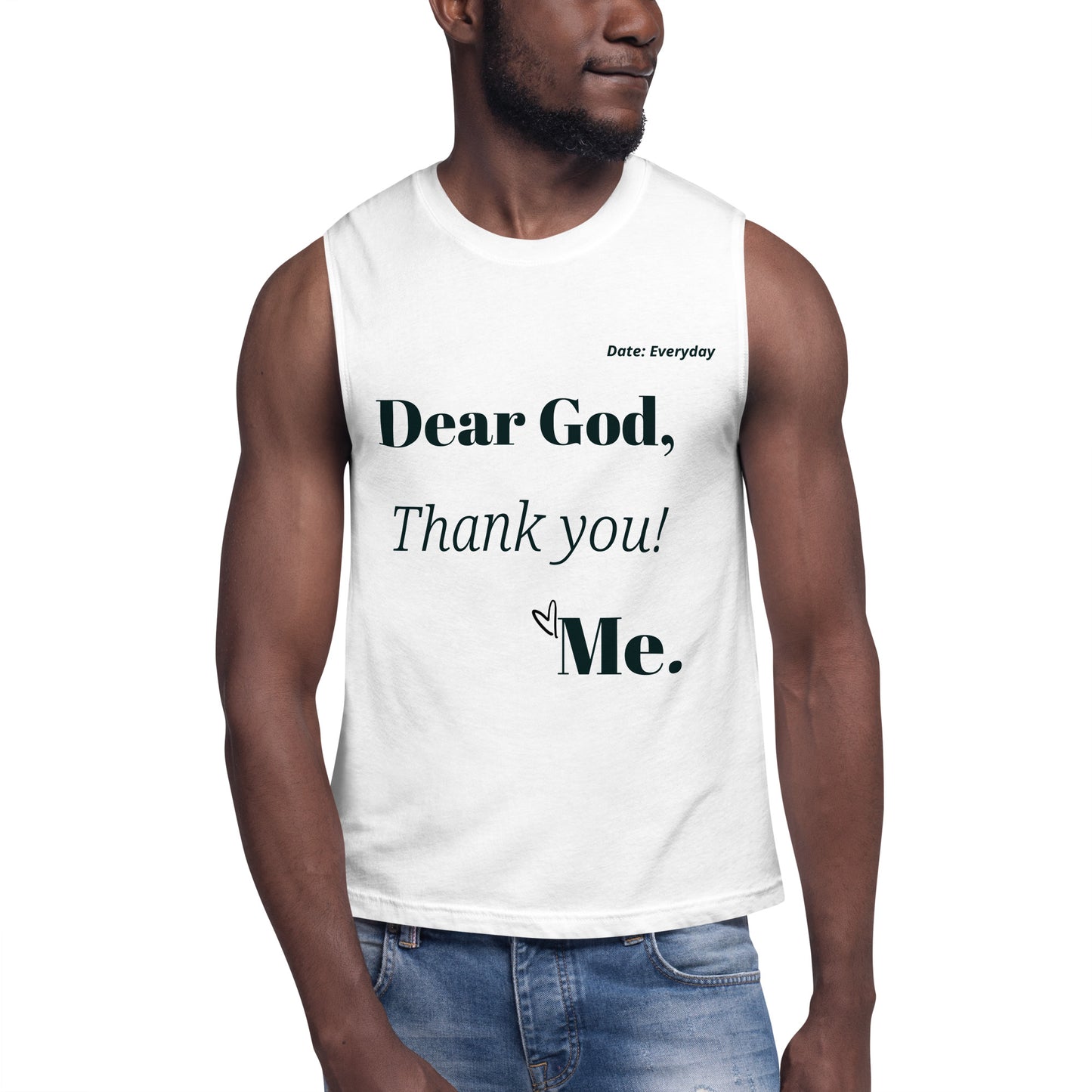 Dear God Unisex Sleeveless Shirt - White/Black