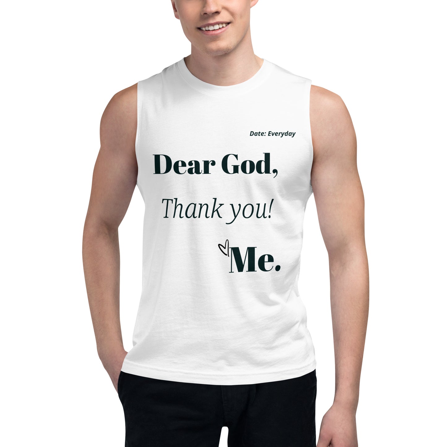 Dear God Unisex Sleeveless Shirt - White/Black