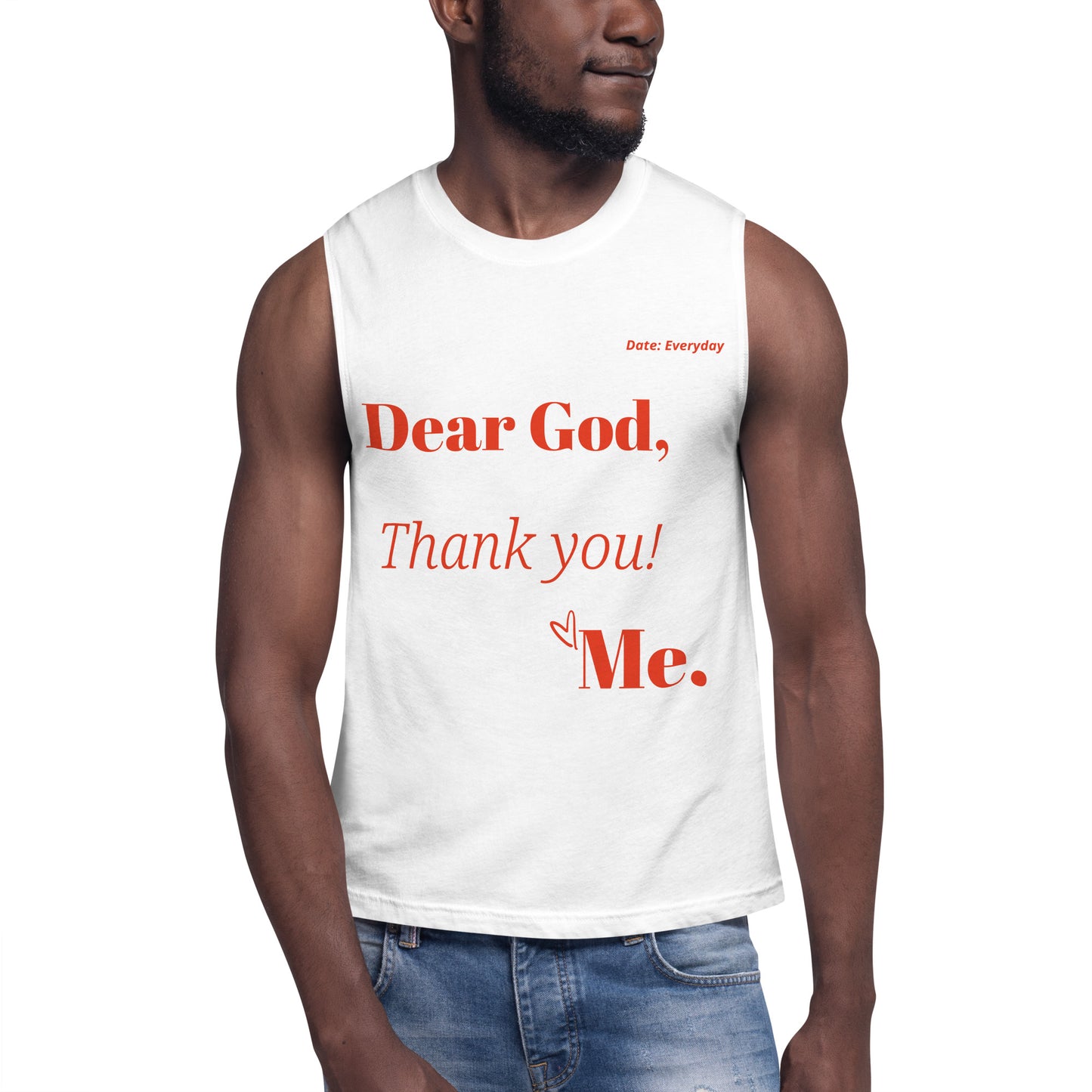 Dear God Unisex Sleeveless Shirt - Black/Red