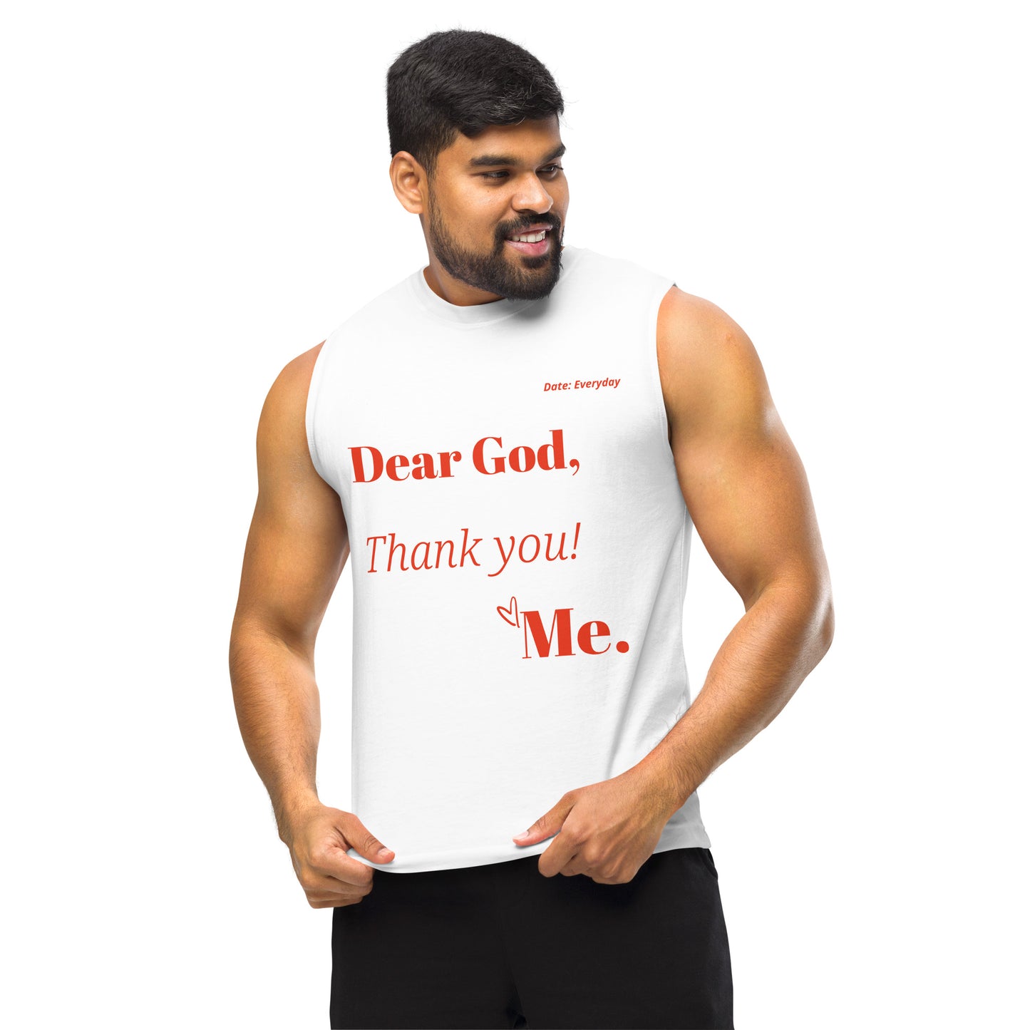 Dear God Unisex Sleeveless Shirt - Black/Red