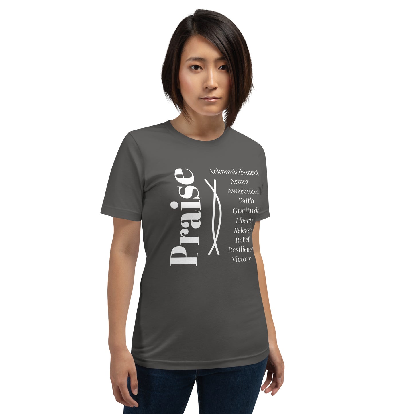 Praise - Inspirational Unisex cotton t-shirt - White Print
