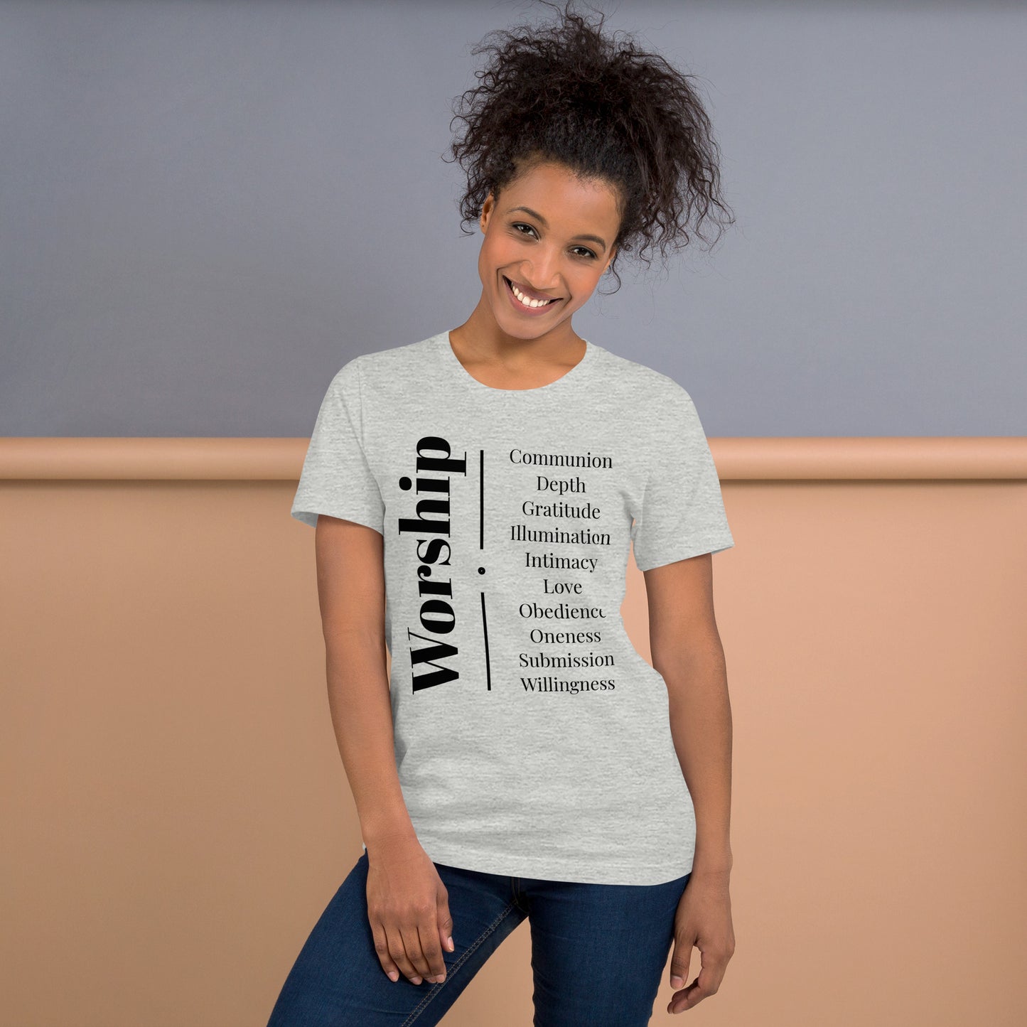 Worship Unisex cotton t-shirt (black print)