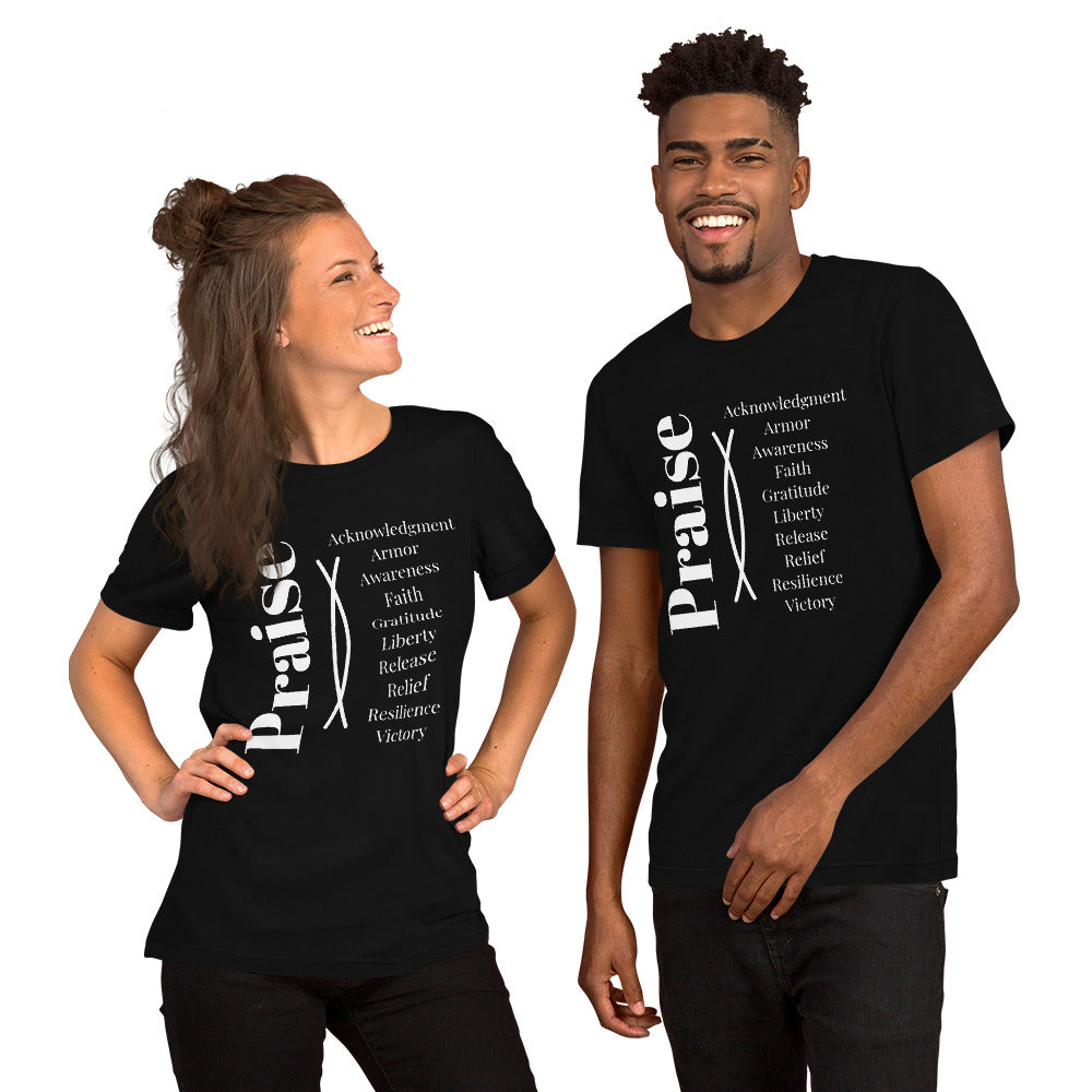 Praise - Inspirational Unisex cotton t-shirt - White Print
