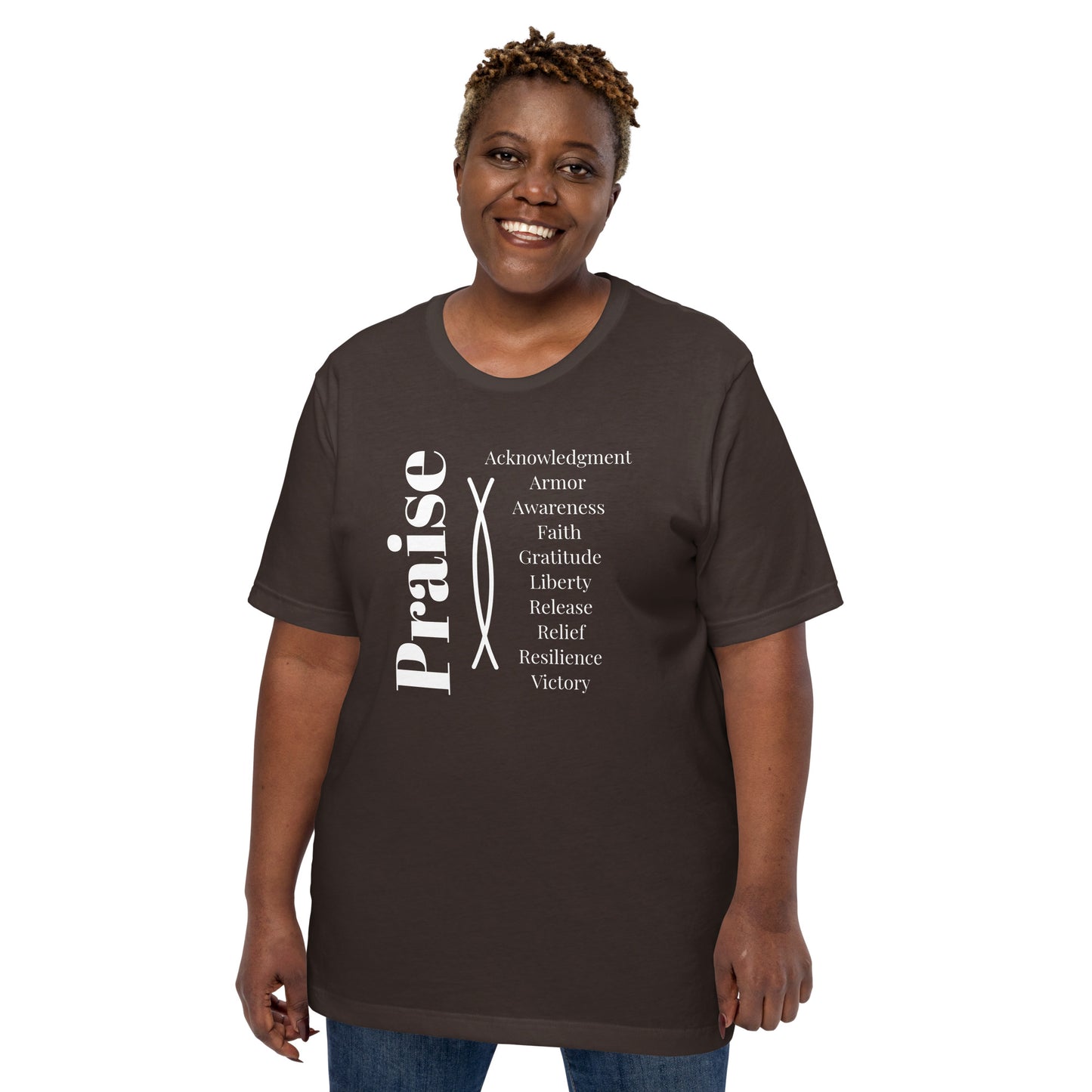 Praise Unisex cotton t-shirt - White Print