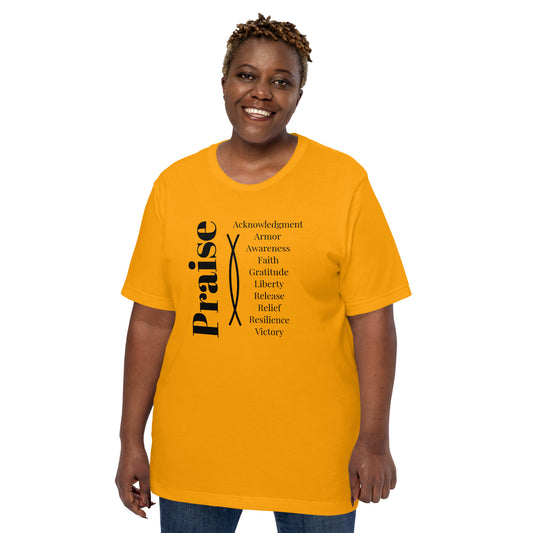 Praise Unisex cotton t-shirt - Black Print