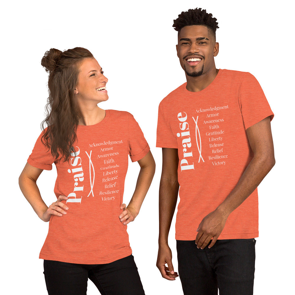 Praise - Inspirational Unisex cotton t-shirt - White Print