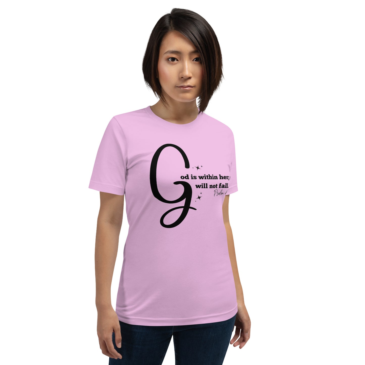 God is within her short-sleeved t-shirt (Black print)