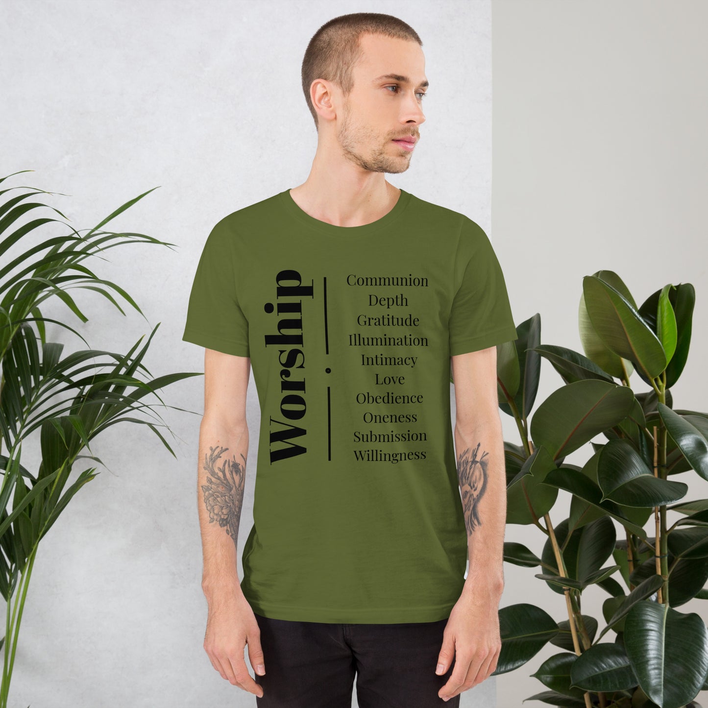 Worship Unisex cotton t-shirt (black print)