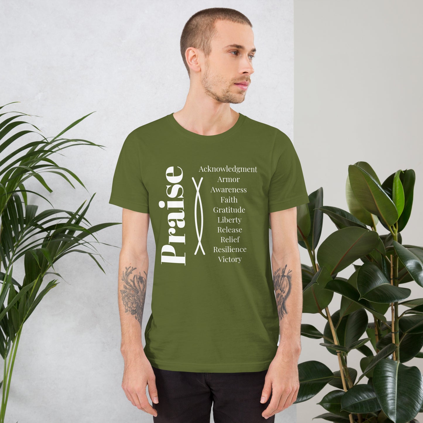 Praise - Inspirational Unisex cotton t-shirt - White Print