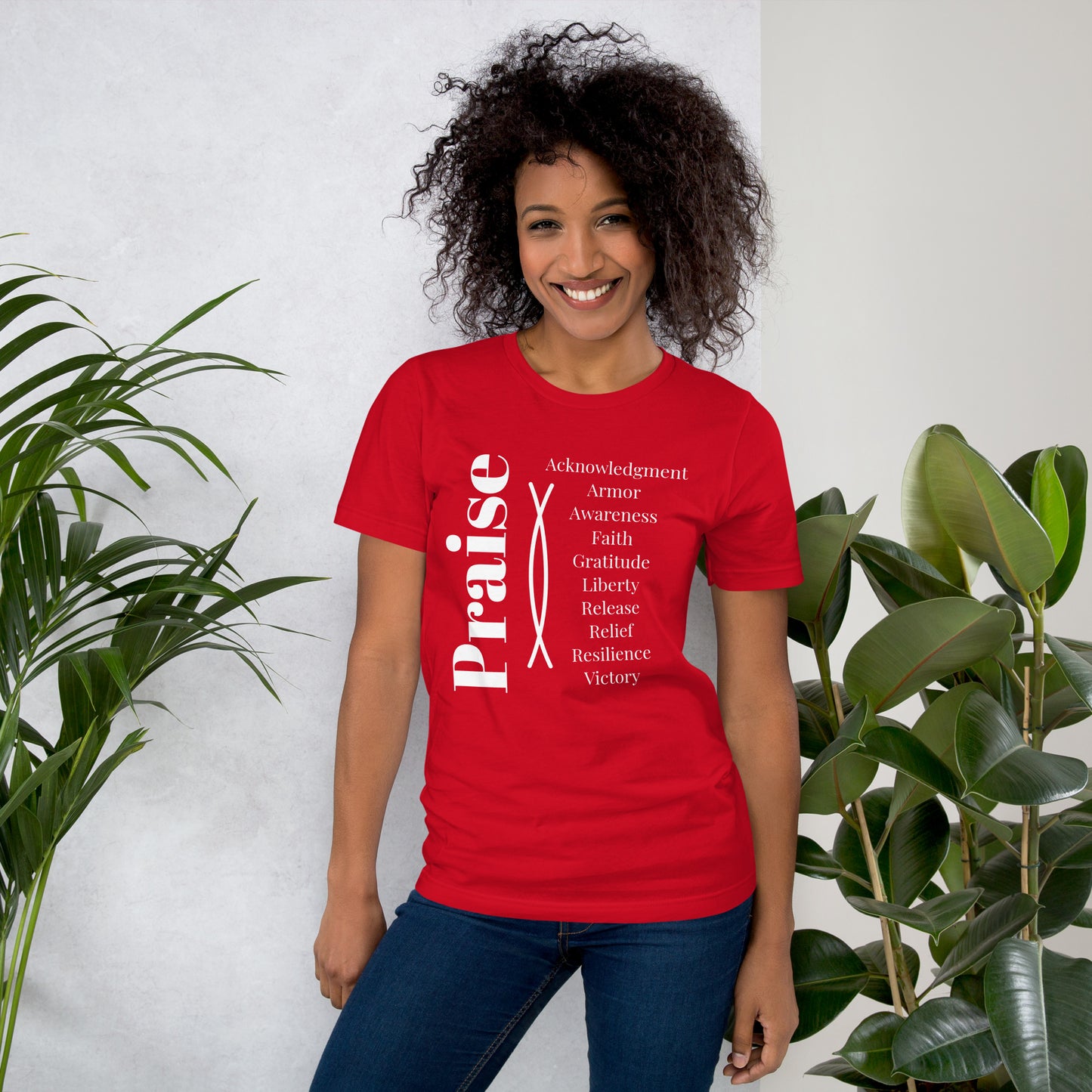 Praise - Inspirational Unisex cotton t-shirt - White Print
