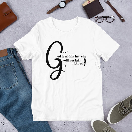 T-shirt - God is Within Her Women’s relaxed v-neck tee (Black print)