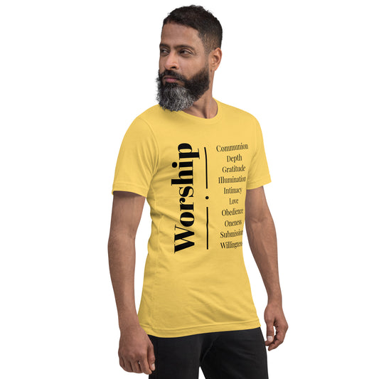 Worship Unisex cotton t-shirt (black print)