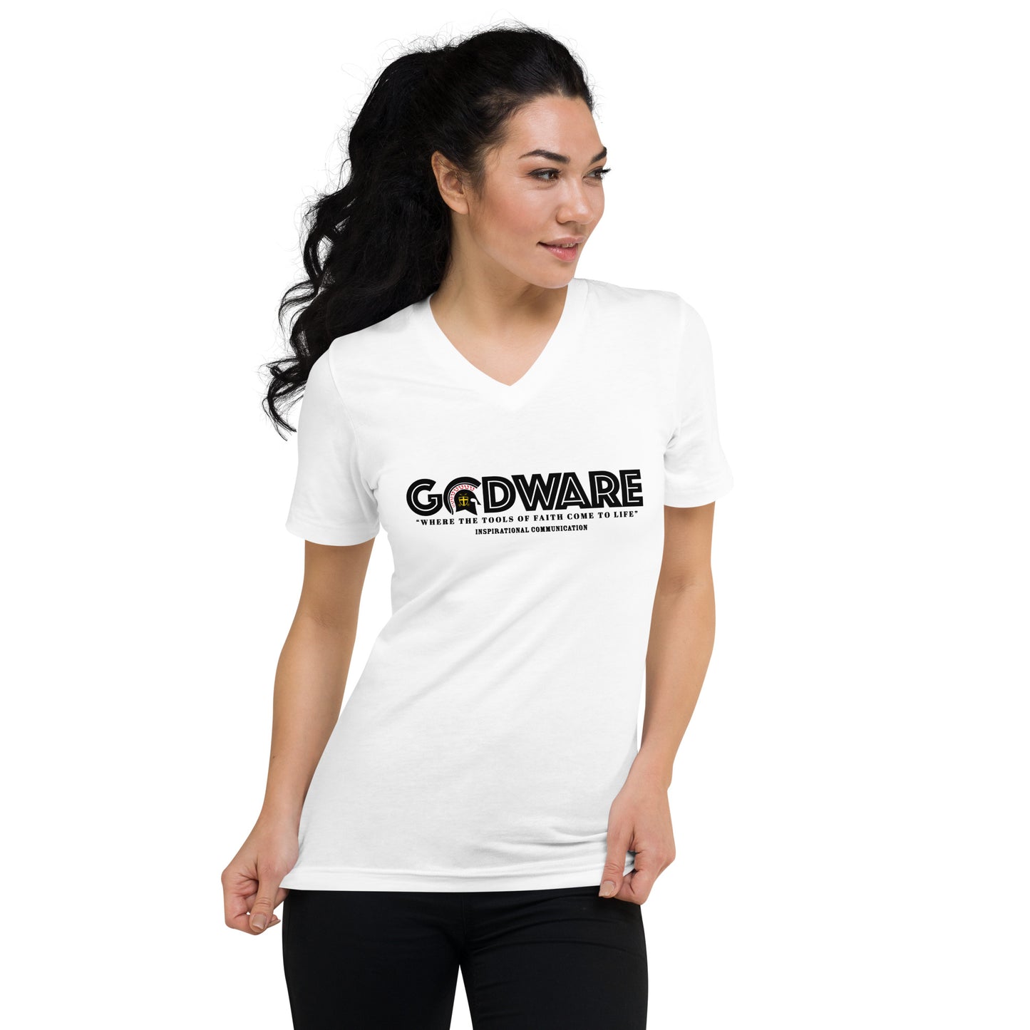 Godware Short Sleeve V-Neck T-Shirt - Black print