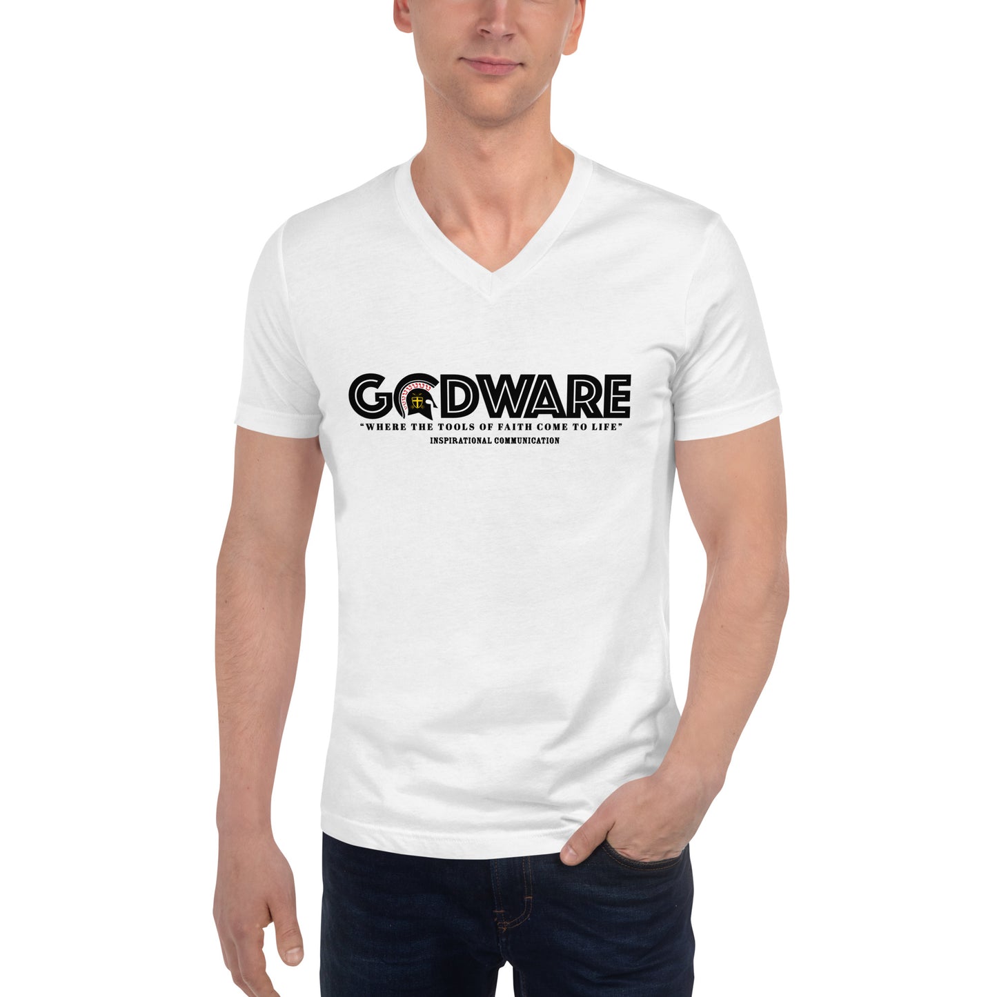 Godware Short Sleeve V-Neck T-Shirt - Black print