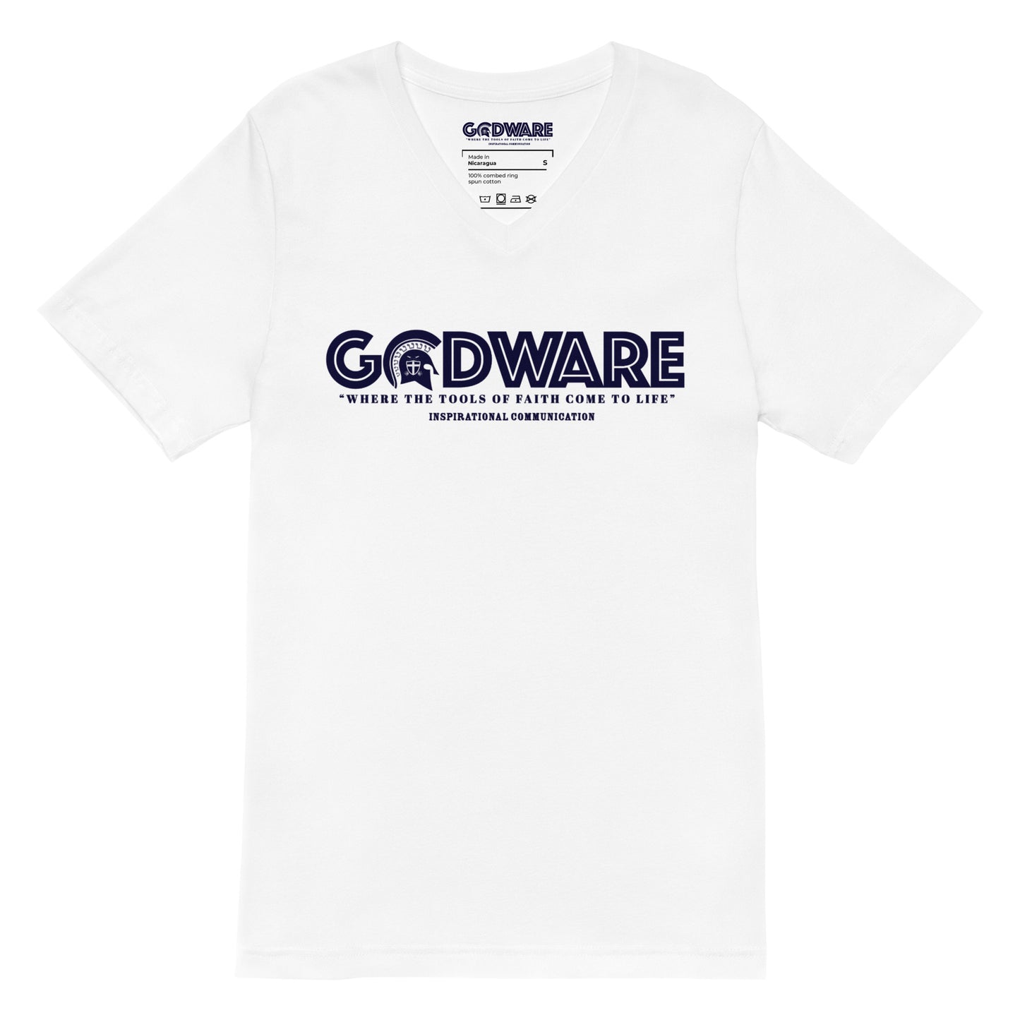 Godware Short Sleeve V-Neck T-Shirt - Navy print