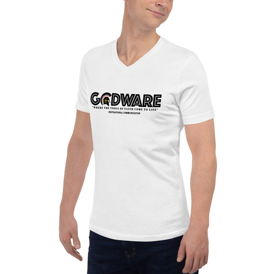 Godware Short Sleeve V-Neck T-Shirt - Black print