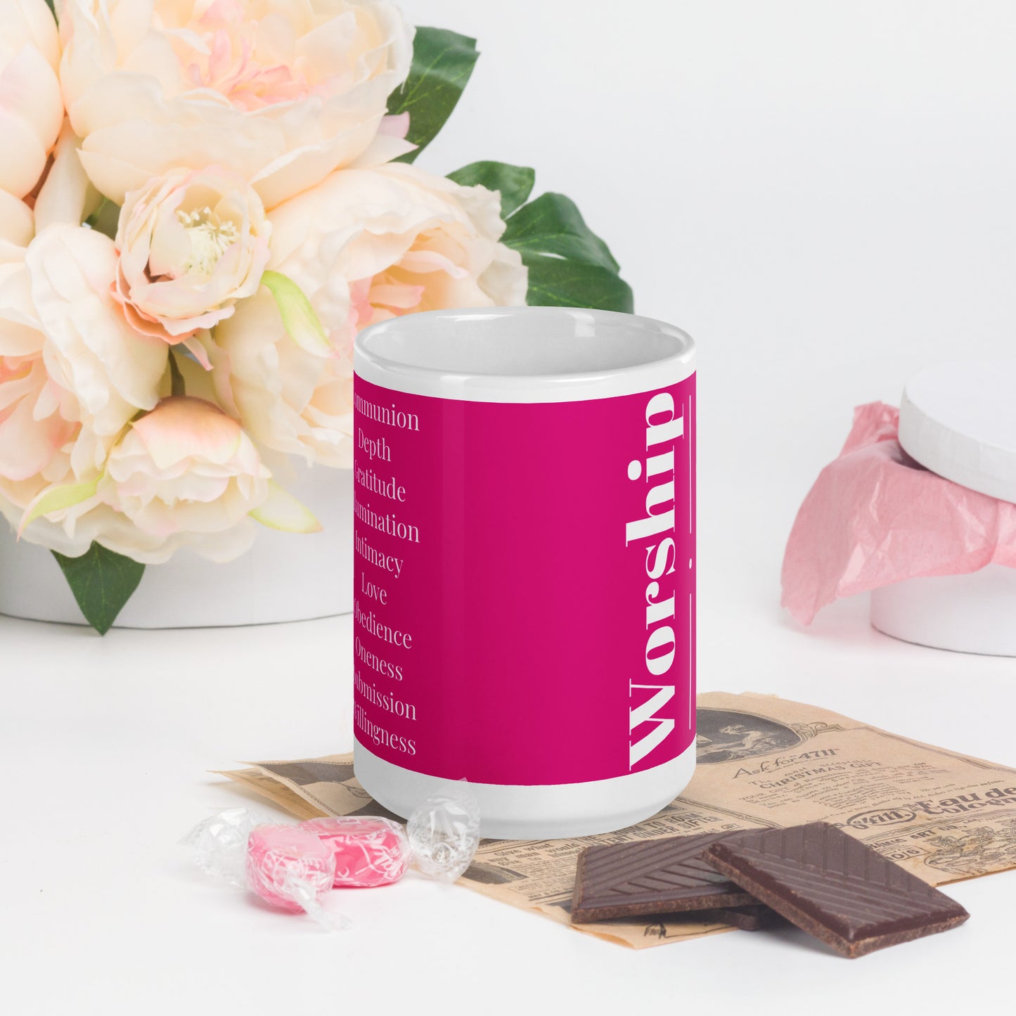 Worship Series Pink/White glossy mug