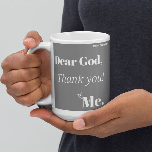 Mug - Dear God, Ceramic, Grey & white