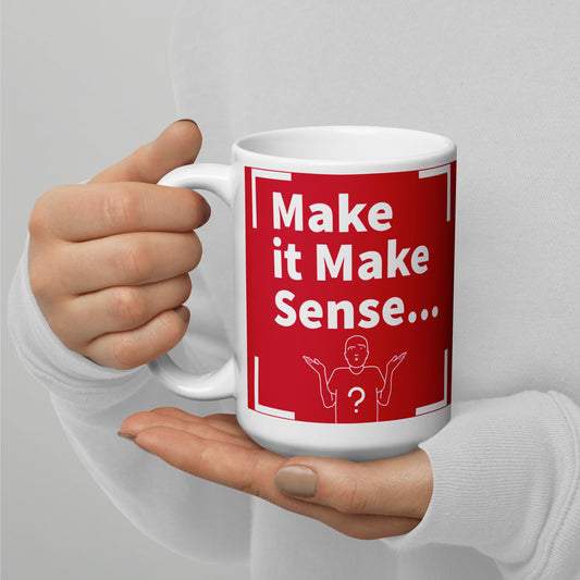 Mug - Make Sense, Red/White, ceramic