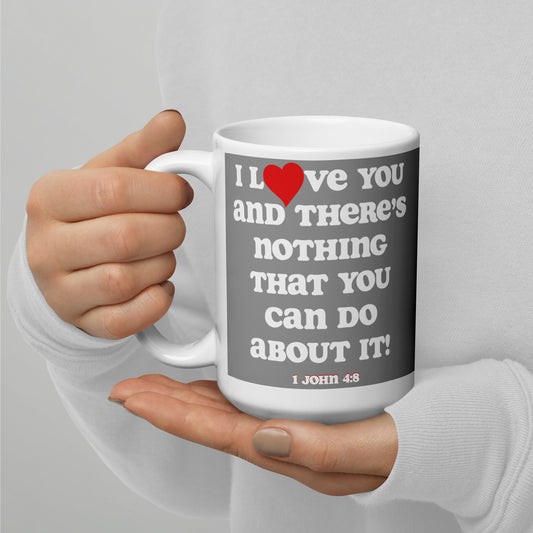 Mug - I Love You, ceramic, Grey/White