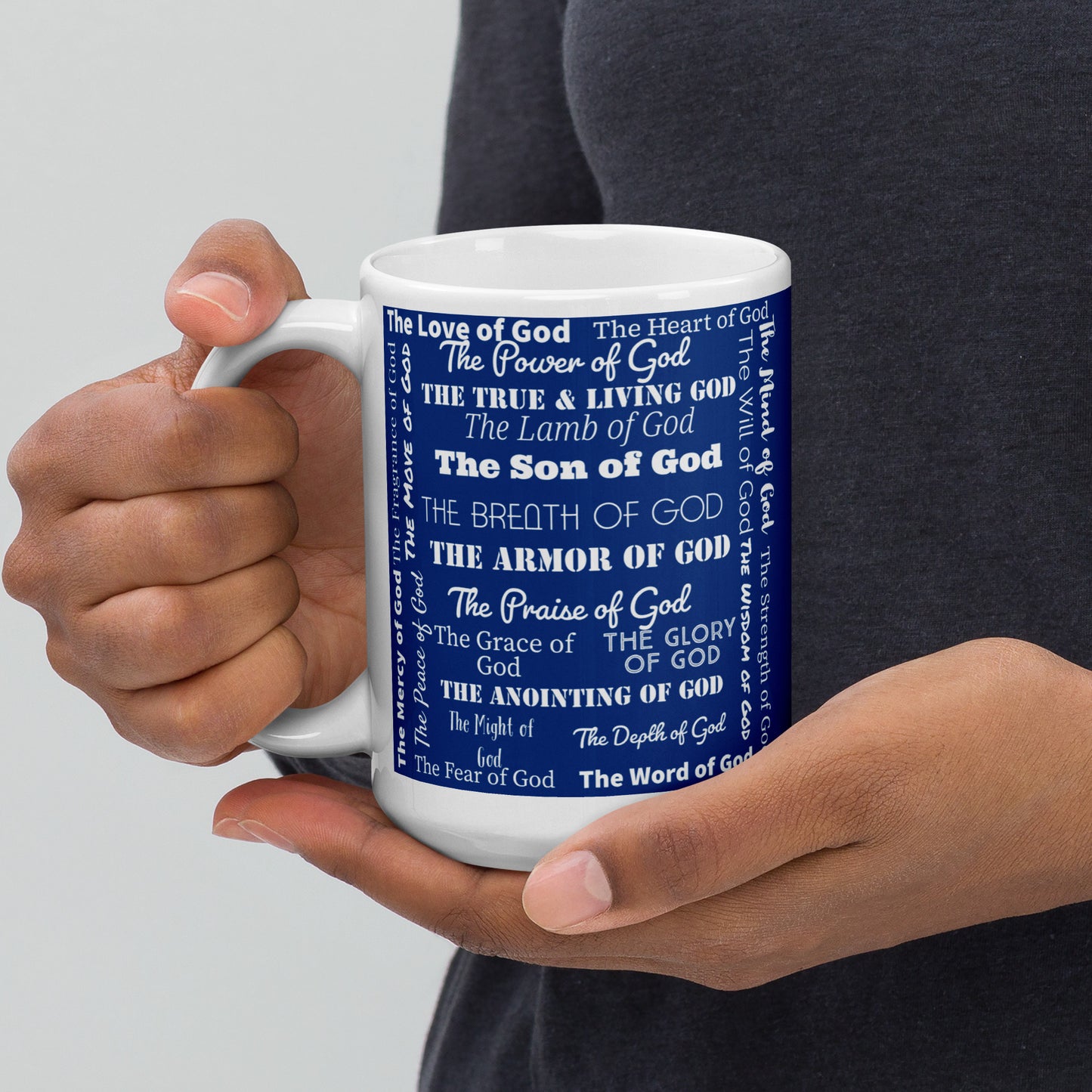 Attributes of God Royal/White ceramic mug