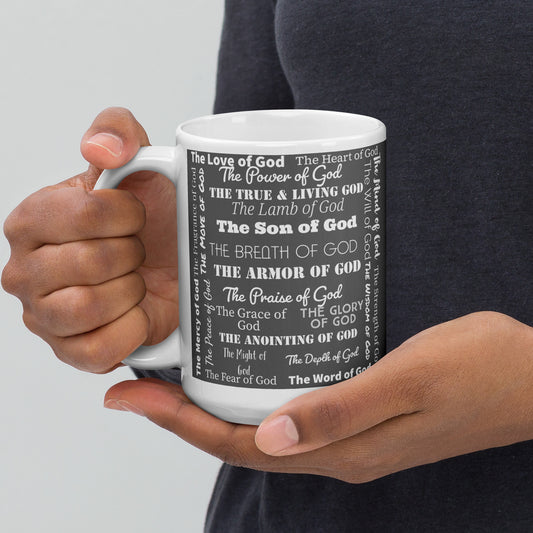 Attributes of God Ceramic Mug - Grey/White