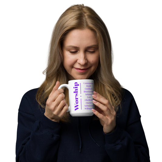 Mug - Worship Series Purple/White glossy ceramic