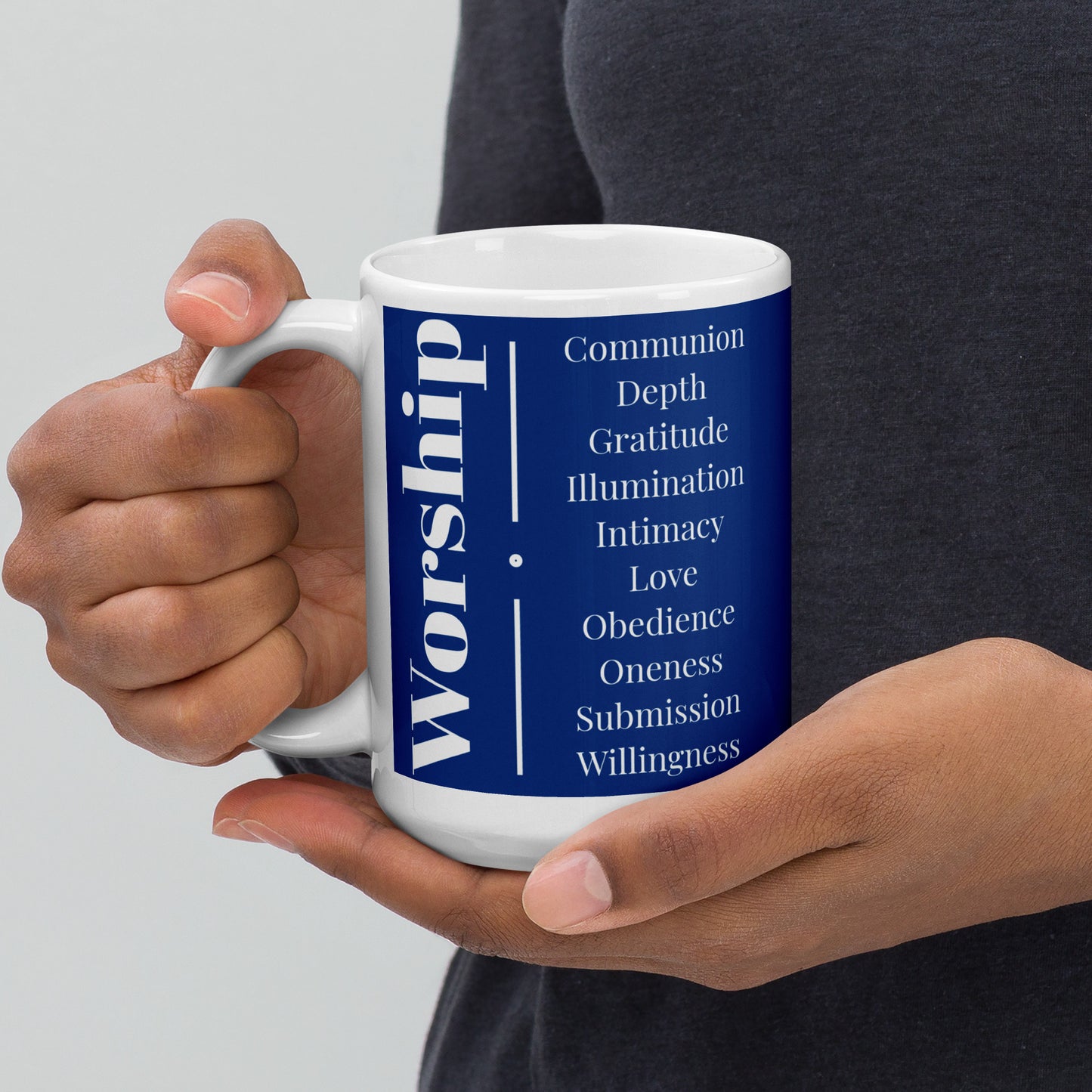 Worship - Blue/White glossy mug