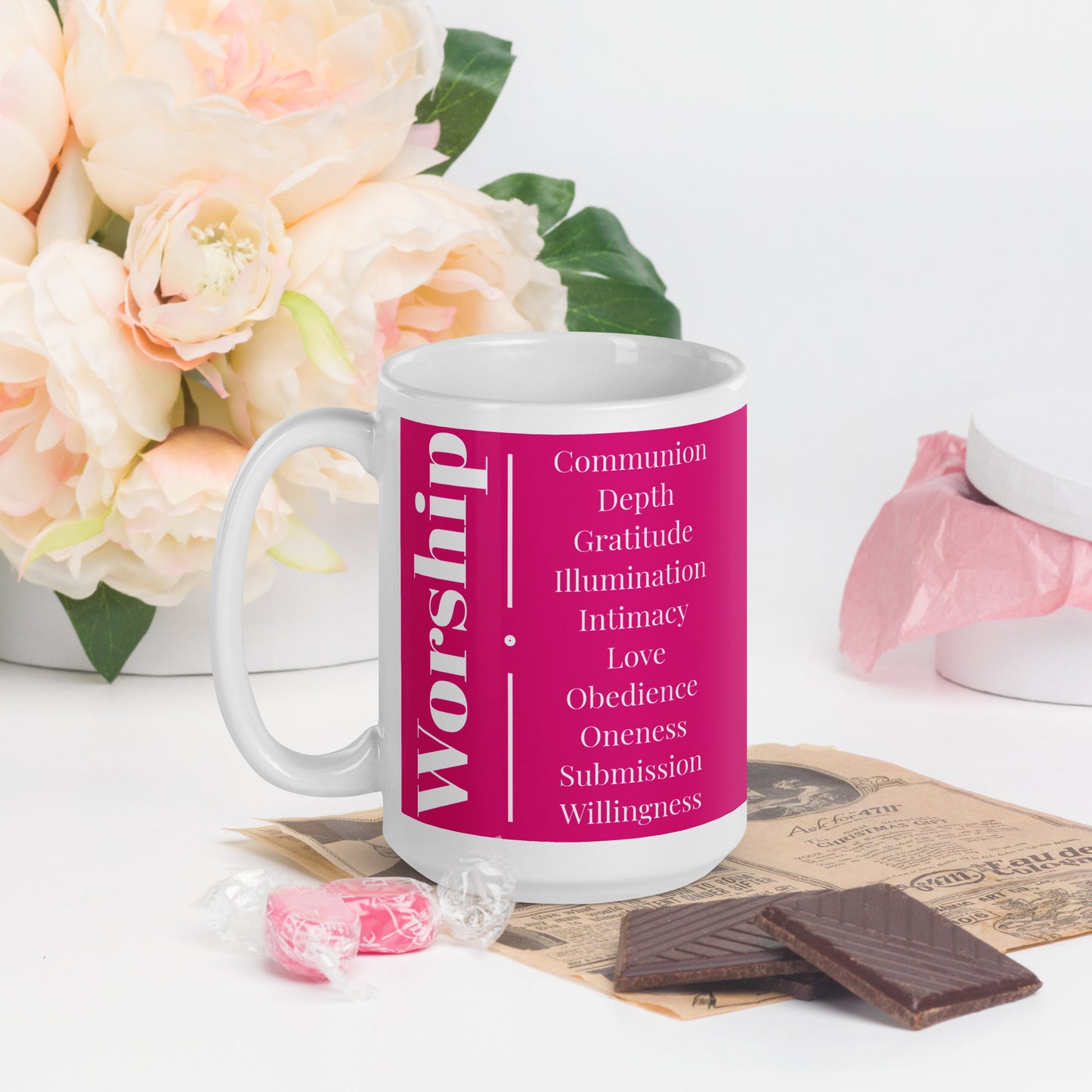 Worship Series Pink/White glossy mug