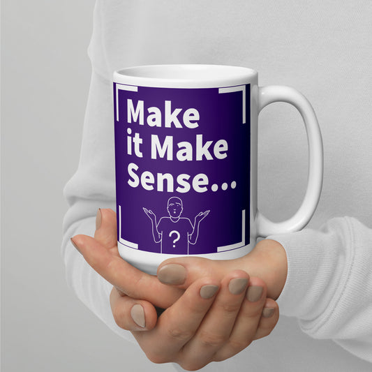 Mug - Make Sense, Purple/White, ceramic