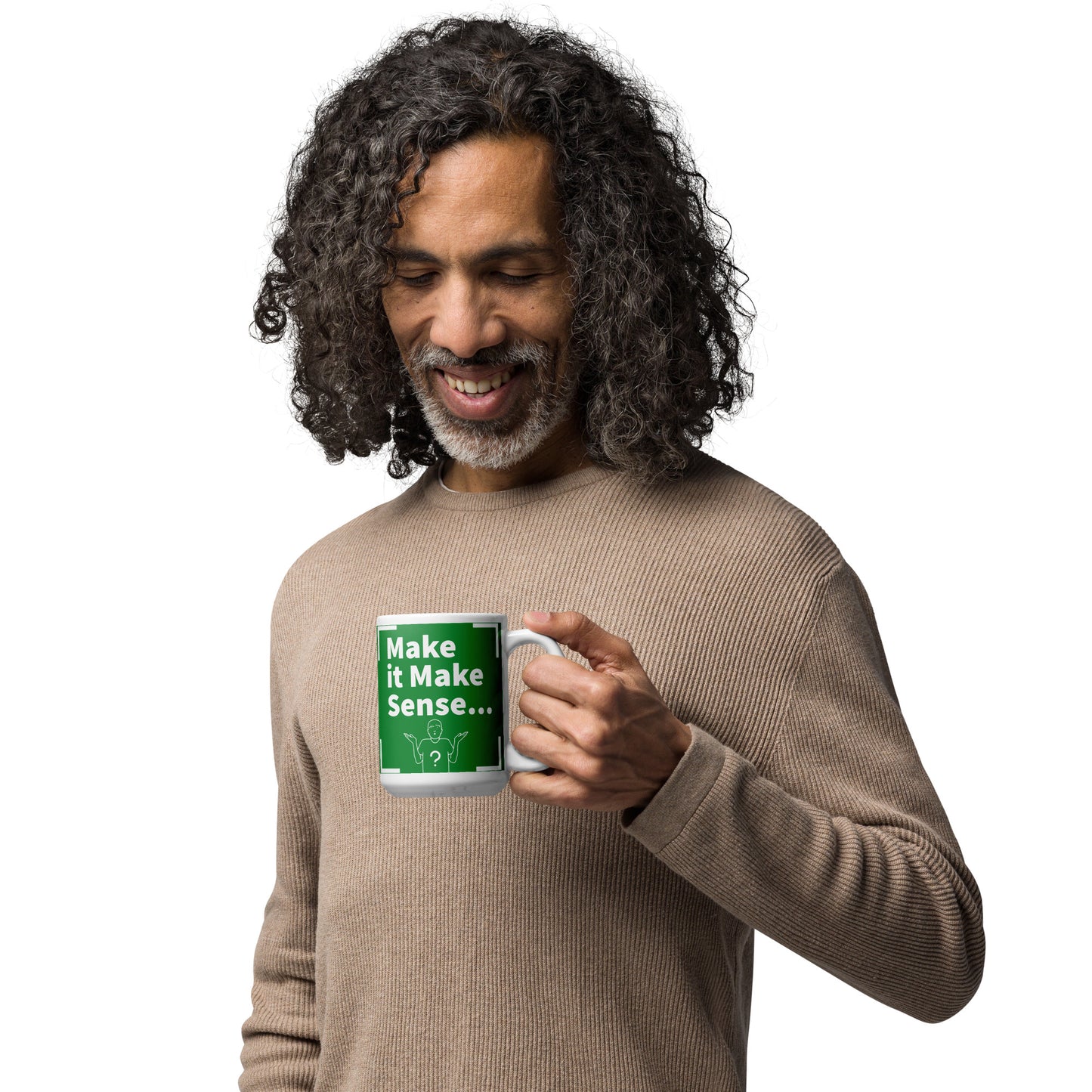 Make Sense Green/White glossy mug
