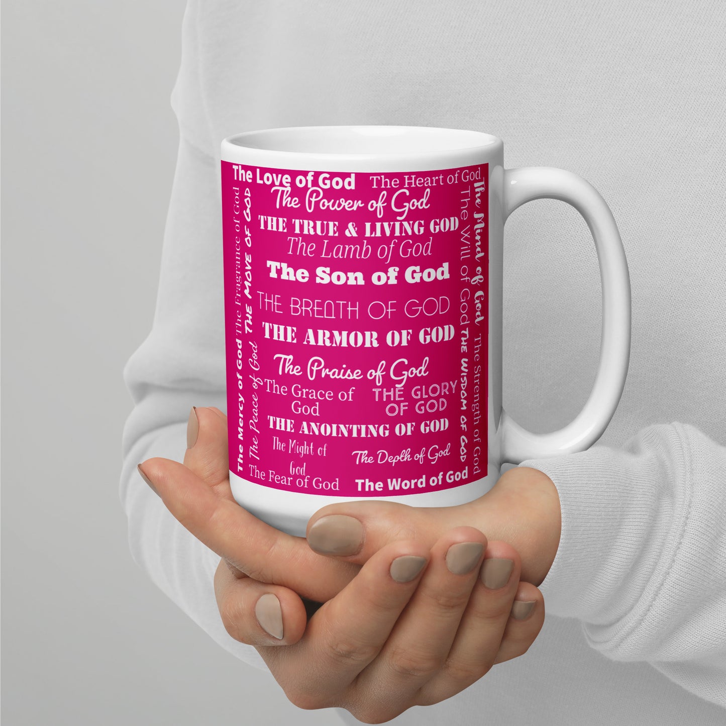 Attributes of God Ceramic Mug - Pink/White