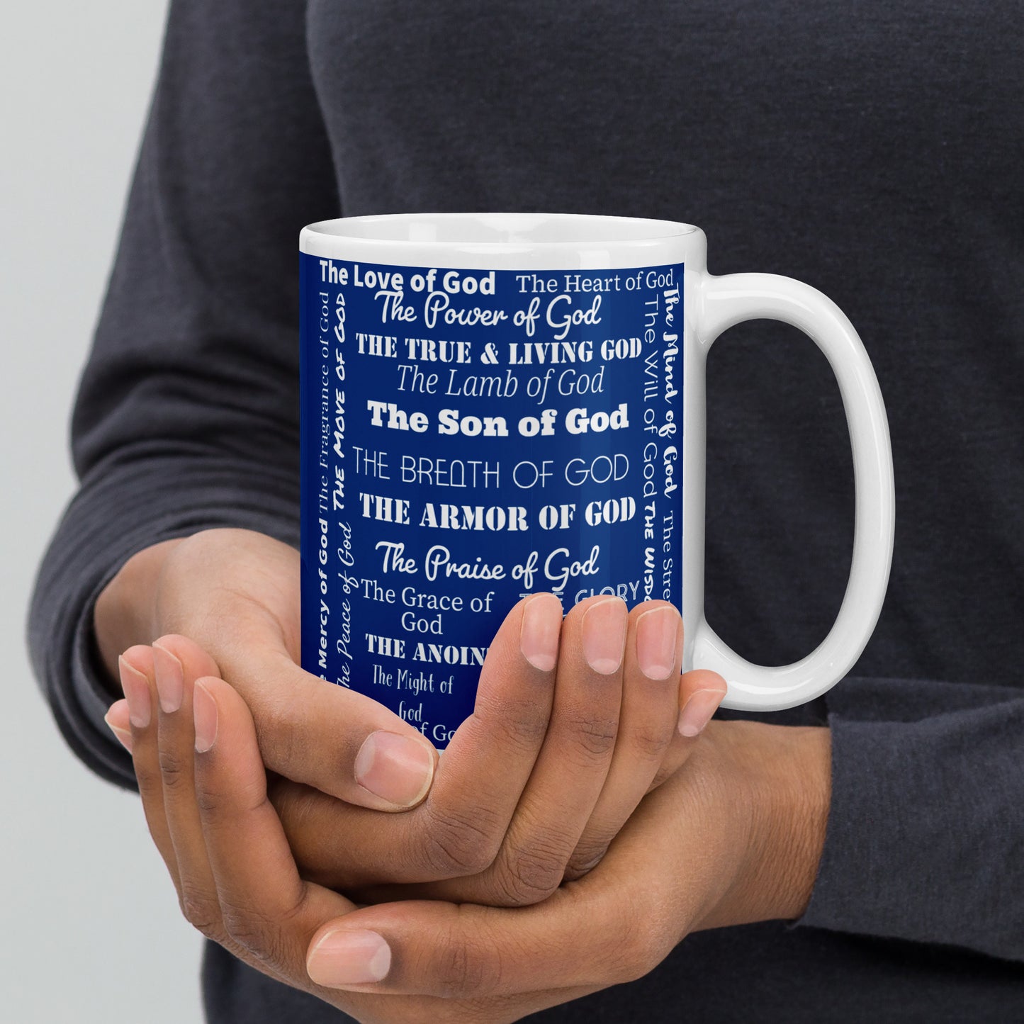 Attributes of God Royal/White ceramic mug