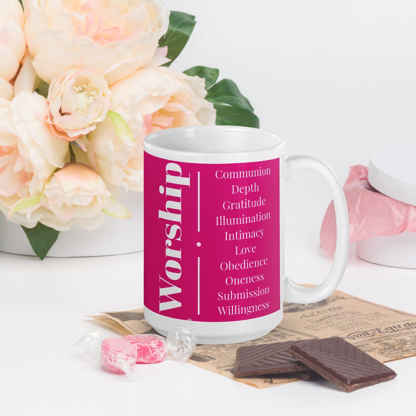 Worship Series Pink/White glossy mug