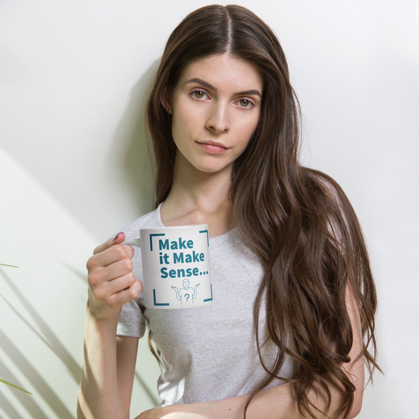 Make Sense White/teal glossy mug
